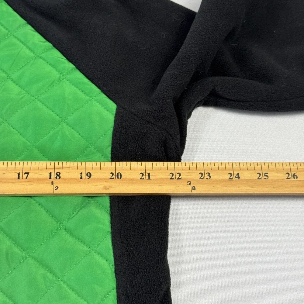 Lauren Ralph Laure Quilted Fleece Sweater Jacket Full Zip Green Black Women's XL